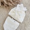 Zestaw do chrztu dwuwarstwowy turban + chusta z koronką